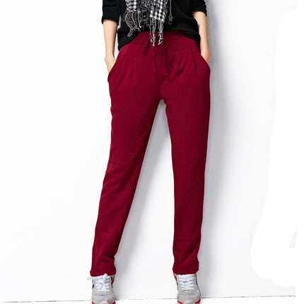 Lamb Velvet Simple Sports Pants Women's High-Waisted Pants Winter Loose Large Size Fleece-Lined Thickeneded Sports Casual Pants