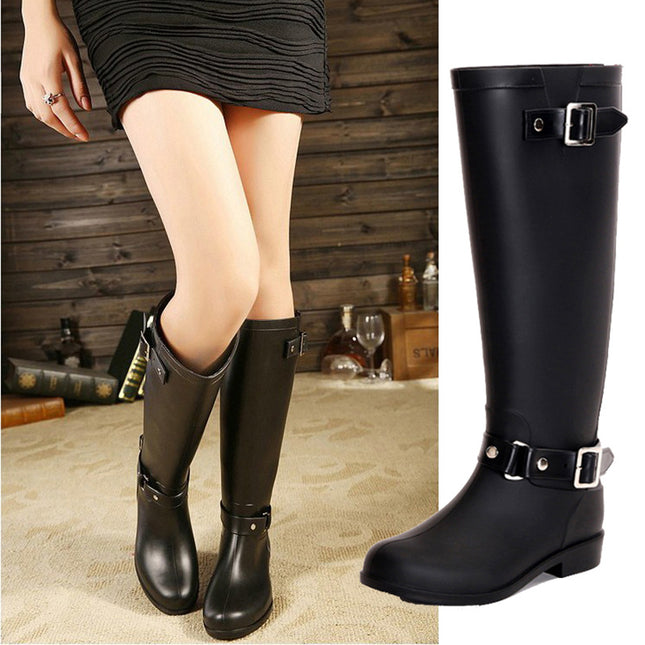 New fashion rain boots women waterproof high rain boots non-slip long water shoes zipper Korean version adult water boots wholesale