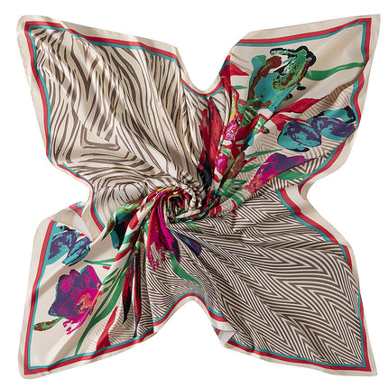 130cm European and American autumn and winter New striped oil painting flower women scarf scarf shawl large square scarf sunscreen towel