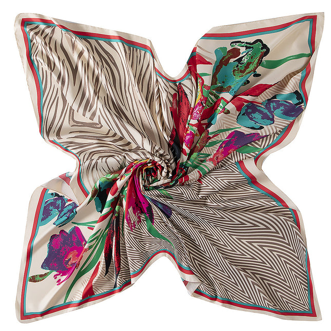 130cm European and American autumn and winter New striped oil painting flower women scarf scarf shawl large square scarf sunscreen towel