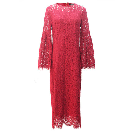 A generation of loose large size lace dress fat MM Spring and Autumn new eyelash horn sleeve skirt