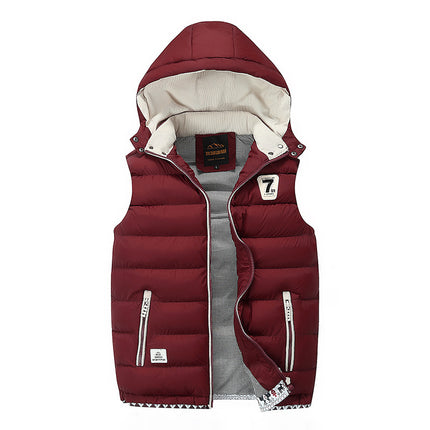Autumn and Winter New Men's Casual Fashion Korean Style Vest Young Students Handsome Removable Hat Men's Waistcoat Trendy