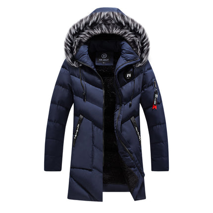 Amazon Winter Cotton-padded Long Thickened Cold-proof Warm Removable Cap Men's Slim-fit Casual Cotton-padded Coat