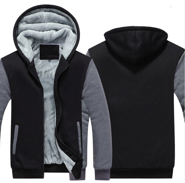 Cross-border exclusive foreign trade Public Version European size US fleece-lined plus size men's hoodie cardigan sweater customizable pattern