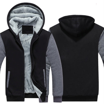 Cross-border exclusive foreign trade Public Version European size US fleece-lined plus size men's hoodie cardigan sweater customizable pattern