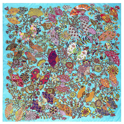 130cm European and American autumn and winter New Branch Flower fan-shaped plant women's scarf shawl square scarf sunscreen towel wholesale