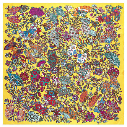 130cm European and American autumn and winter New Branch Flower fan-shaped plant women's scarf shawl square scarf sunscreen towel wholesale
