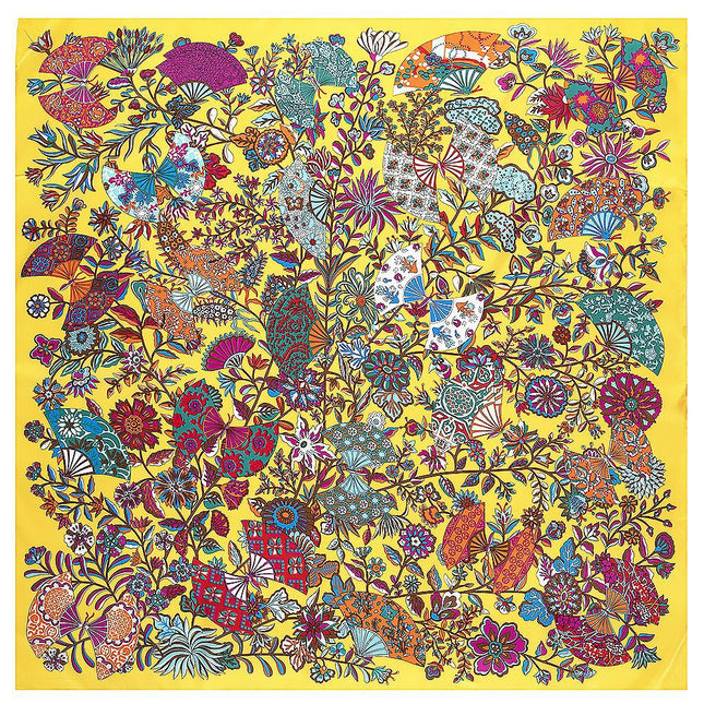 130cm European and American autumn and winter New Branch Flower fan-shaped plant women's scarf shawl square scarf sunscreen towel wholesale