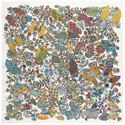 130cm European and American autumn and winter New Branch Flower fan-shaped plant women's scarf shawl square scarf sunscreen towel wholesale