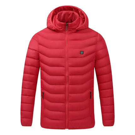 Cross-Border Heated Cotton Coat, Intelligent Constant Temperature, USB Heated Cotton Coat for Men and Women, Pure Color Hooded Heated Warm Cotton Coat