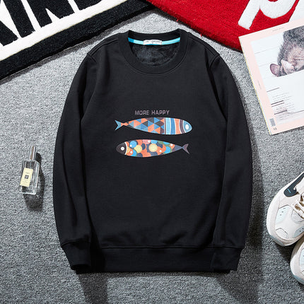 Fleece-lined Thickened Autumn and Winter Warm Sweater Large Size Men's Loose Casual Top Trendy Plus Fat Extra Large Round Neck Pullover