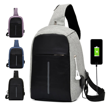 Cross-border creative business chest bag shoulder casual fashion diagonal bag men's computer bag usb bag manufacturers wholesale