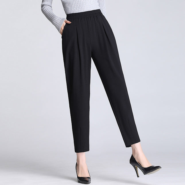 Ximantong Clothing Radish Pants Women's Spring and Summer High Waist Large Size Casual Harlan Pants Women's Eight-point Nine-point Pants Baggy Pants for Chubby Girls