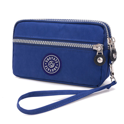 Baigou Supply Lightweight Fashion Mobile Phone Bag Women's Waterproof Nylon Double-Layer Clutch Bag Horizontal All-Match Collection Bag for Generating Hair