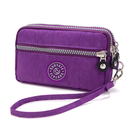 Baigou Supply Lightweight Fashion Mobile Phone Bag Women's Waterproof Nylon Double-Layer Clutch Bag Horizontal All-Match Collection Bag for Generating Hair