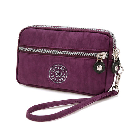 Baigou Supply Lightweight Fashion Mobile Phone Bag Women's Waterproof Nylon Double-Layer Clutch Bag Horizontal All-Match Collection Bag for Generating Hair