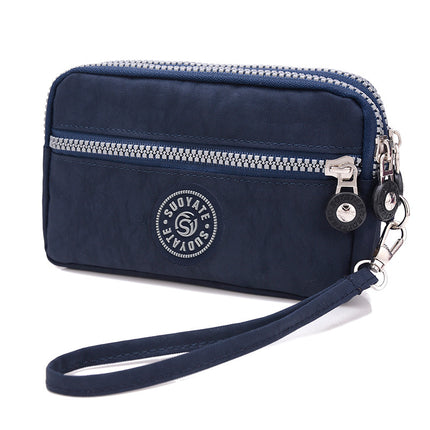 Baigou Supply Lightweight Fashion Mobile Phone Bag Women's Waterproof Nylon Double-Layer Clutch Bag Horizontal All-Match Collection Bag for Generating Hair