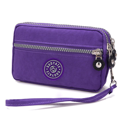 Baigou Supply Lightweight Fashion Mobile Phone Bag Women's Waterproof Nylon Double-Layer Clutch Bag Horizontal All-Match Collection Bag for Generating Hair