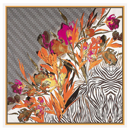 130cm European and American autumn and winter New striped oil painting flower women scarf scarf shawl large square scarf sunscreen towel