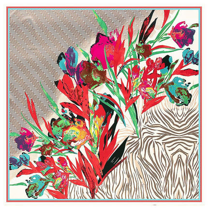 130cm European and American autumn and winter New striped oil painting flower women scarf scarf shawl large square scarf sunscreen towel