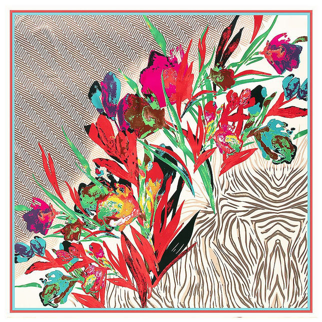 130cm European and American autumn and winter New striped oil painting flower women scarf scarf shawl large square scarf sunscreen towel