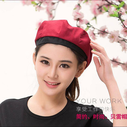 Kitchen breathable mesh chef hat men's restaurant thin hat beret waiter work peaked cap female summer