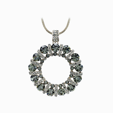 Diamond-Encrusted Circular Sweater Chain for Women 2024 New Autumn and Winter Long Necklace Clothing Accessory Geometric Shape Sparkling Diamond Pendant