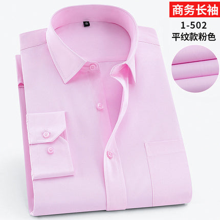 Spring men's business shirt solid color long-sleeved professional shirt workwear men's 40 cotton formal shirt embroidered logo