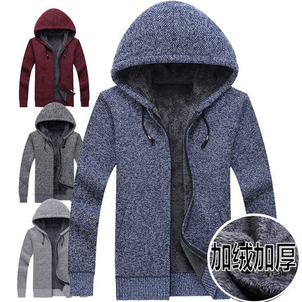 A generation of men's sweater cardigan wear autumn and winter New Trend Plus velvet padded knitted coat clothes