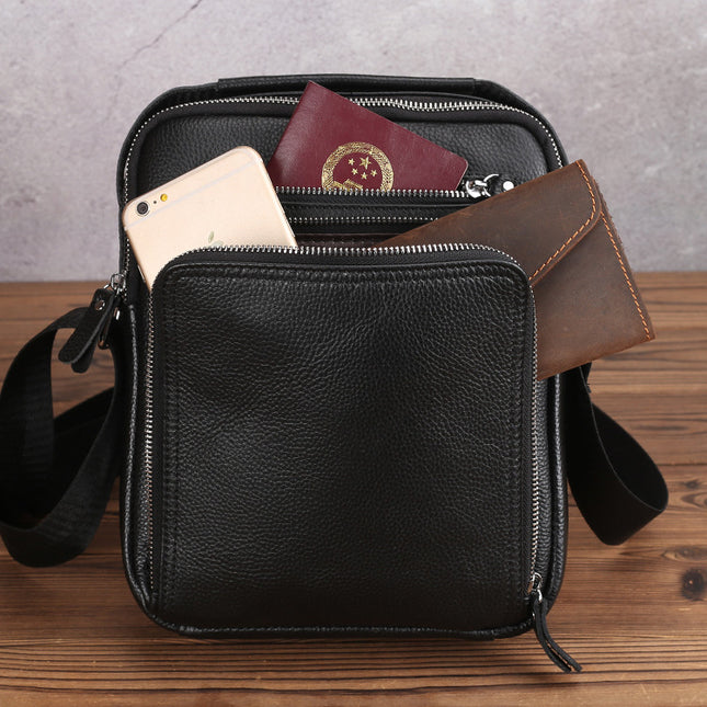 Factory supply first layer cowhide casual business high texture shoulder bag men's multifunctional leather Ipad messenger bag