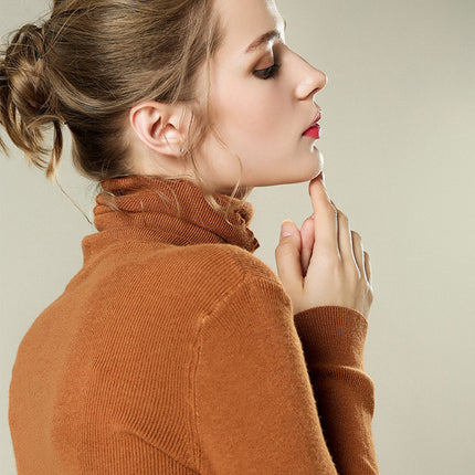 2021 Spring and Autumn New Pile Collar Slim-fit Sweater Women's Pullover Loose Korean-style Short Long-sleeved Base Sweater