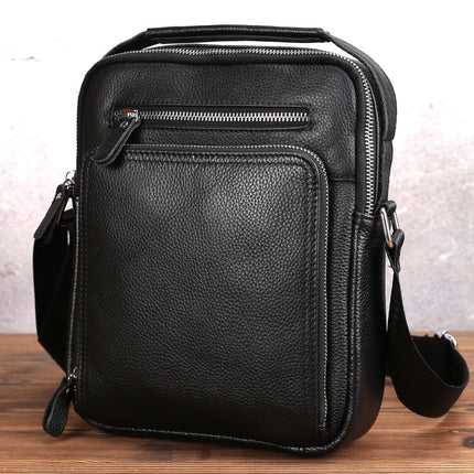 Factory supply first layer cowhide casual business high texture shoulder bag men's multifunctional leather Ipad messenger bag
