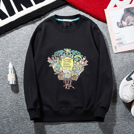 Fleece-lined Thickened Autumn and Winter Warm Sweater Large Size Men's Loose Casual Top Trendy Plus Fat Extra Large Round Neck Pullover