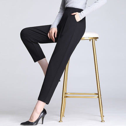 Ximantong Clothing Radish Pants Women's Spring and Summer High Waist Large Size Casual Harlan Pants Women's Eight-point Nine-point Pants Baggy Pants for Chubby Girls