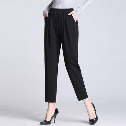 Ximantong Clothing Radish Pants Women's Spring and Summer High Waist Large Size Casual Harlan Pants Women's Eight-point Nine-point Pants Baggy Pants for Chubby Girls