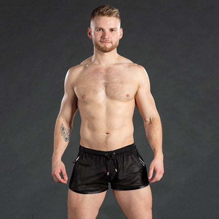 Crazy Muscle Sports Shorts Men's Hole Eye Quick-drying Breathable Sexy Beach Fitness Training Outdoor Casual Three-point Pants