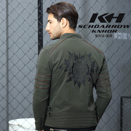 A generation of autumn and winter men's PU brushed suede leather motorcycle coat men's fashion multi-embroidery fashion brand jacket