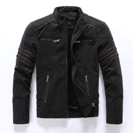 A generation of autumn and winter men's PU brushed suede leather motorcycle coat men's fashion multi-embroidery fashion brand jacket