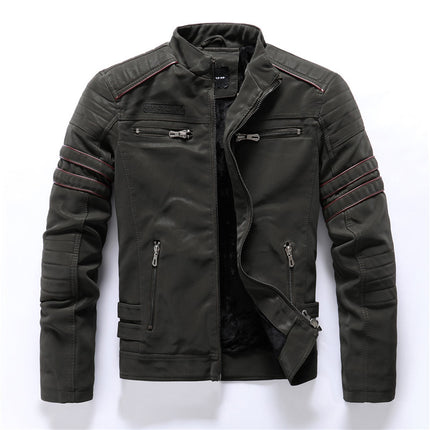 A generation of autumn and winter men's PU brushed suede leather motorcycle coat men's fashion multi-embroidery fashion brand jacket
