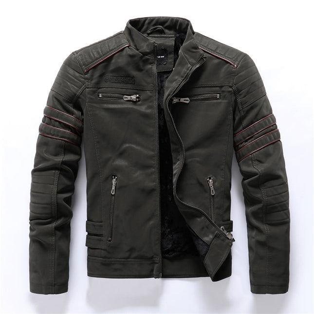 A generation of autumn and winter men's PU brushed suede leather motorcycle coat men's fashion multi-embroidery fashion brand jacket