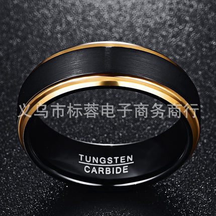 Vacuum plating black gold side tungsten steel ring men's ring jewelry in stock supply a generation of hair
