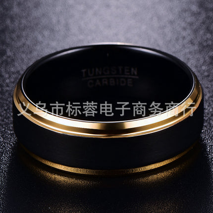Vacuum plating black gold side tungsten steel ring men's ring jewelry in stock supply a generation of hair