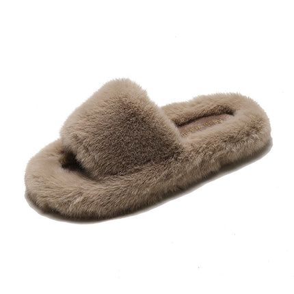2024 Autumn/Winter New Japanese Style Furry Slippers, Curly Flat Slippers, Comfortable and Warm, Trendy Soft Girl Slippers