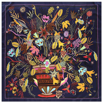 130cm European and American autumn and winter New Color Sketch plant flower pot women scarf shawl square towel sunscreen towel