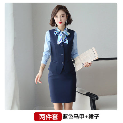 Three-piece suit overalls manager interview formal attire front desk beauty salon business attire bank mobile vest uniform