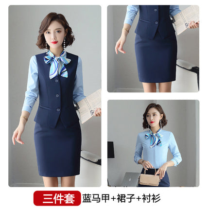 Three-piece suit overalls manager interview formal attire front desk beauty salon business attire bank mobile vest uniform