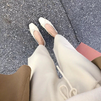New Trendy Wool Wide-Leg Pants, Soft, Waxy and Warm, Cream White Knitted Cropped Pants, Loose Casual Pants for Women, Versatile and Thick