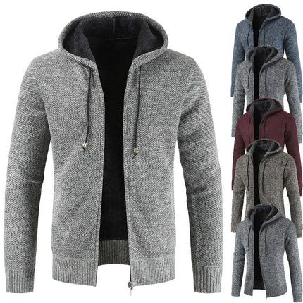 A generation of men's sweater cardigan wear autumn and winter New Trend Plus velvet padded knitted coat clothes