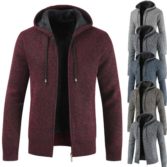 A generation of men's sweater cardigan wear autumn and winter New Trend Plus velvet padded knitted coat clothes