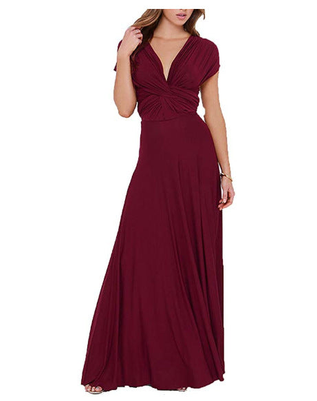 2023 new AliExpress European and American multi-wear sexy stunning multi-rope bandage red dress dress dress